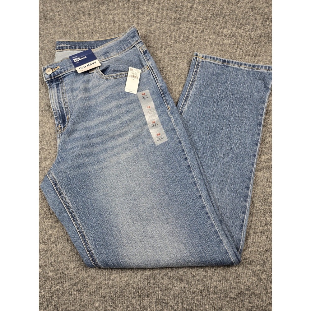 Old Navy Womens 14 Blue Denim Rolled Mid-Rise Wow Boyfriend Ankle Jeans NWT#1109